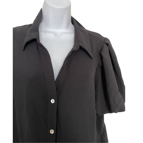 1. State Black Tiered V-Neck Button Down Dress Size XL Prarie Cottagecore Boho - Picture 3 of 7